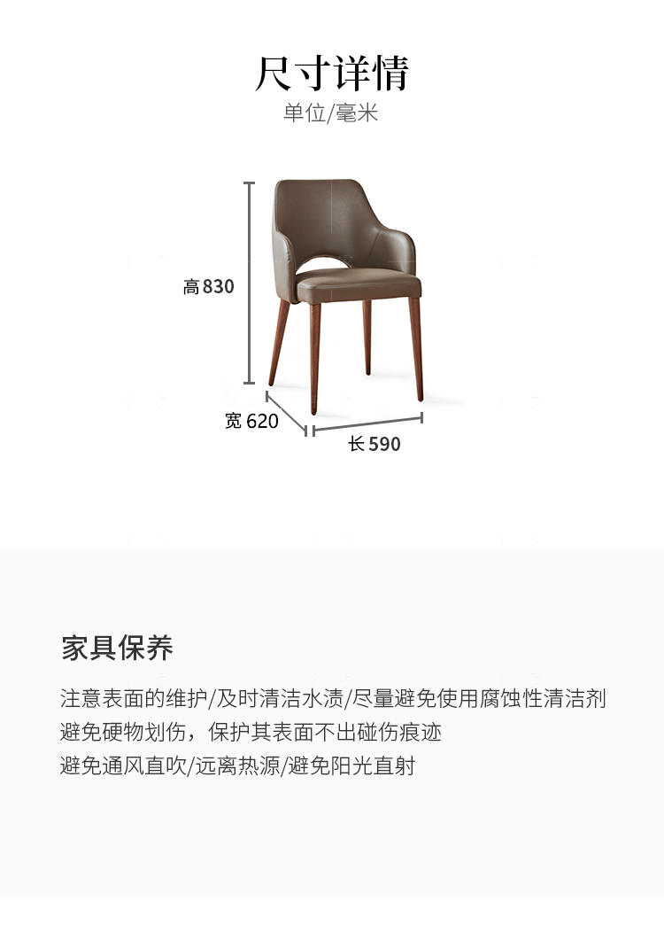 现代简约风格威尼斯扶手餐椅（2把）的家具详细介绍