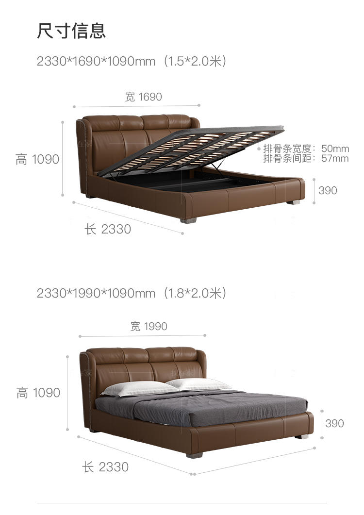 现代简约风格博雅双人床的家具详细介绍