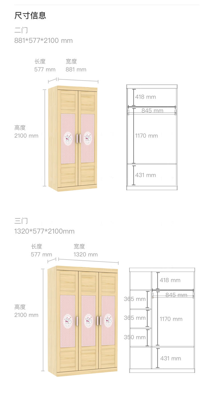 北欧儿童风格凯蒂衣柜（样品特惠）的家具详细介绍