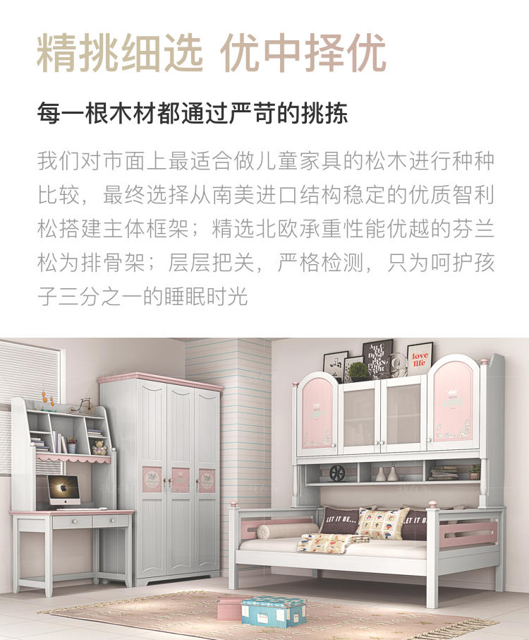 美式儿童风格美式-斯诺组合床的家具详细介绍