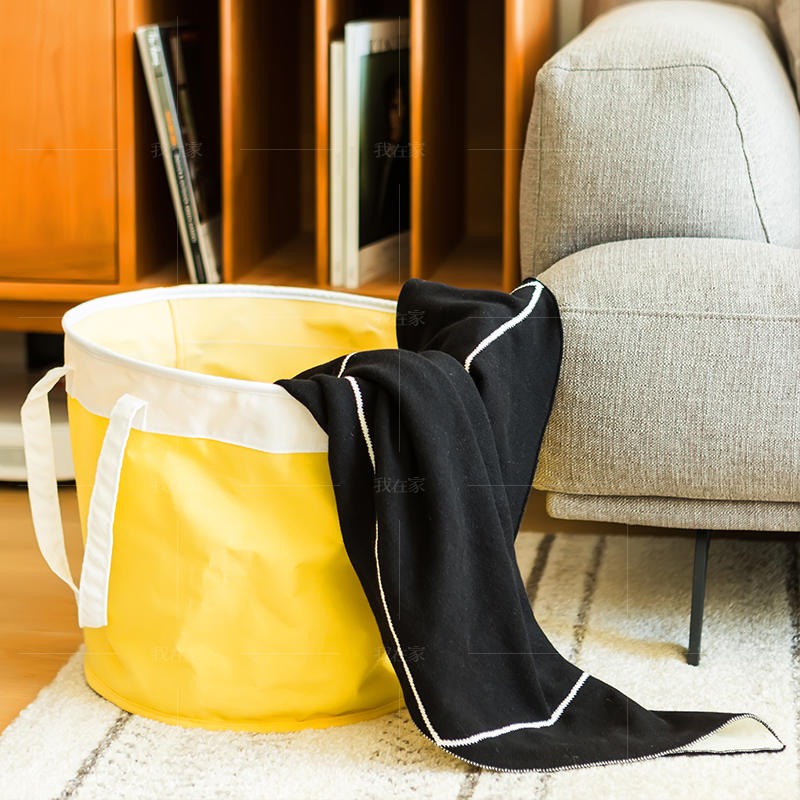 纳谷系列柠檬黄圆形洗衣篮
