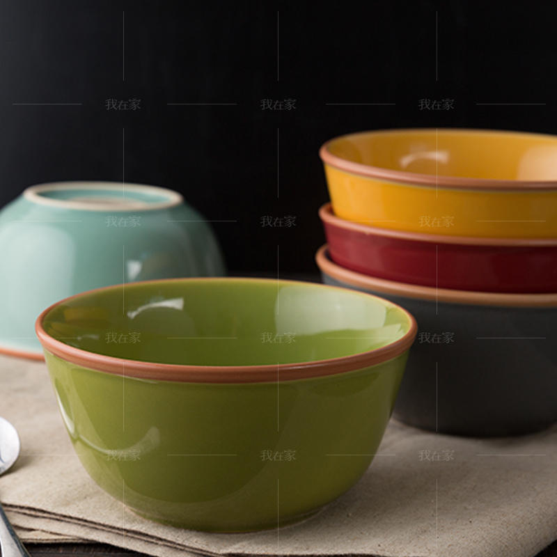 玉泉系列彩色6寸餐具饭碗小汤碗