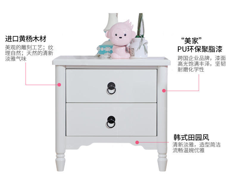 韩式儿童风格温莎儿童床头柜的家具详细介绍