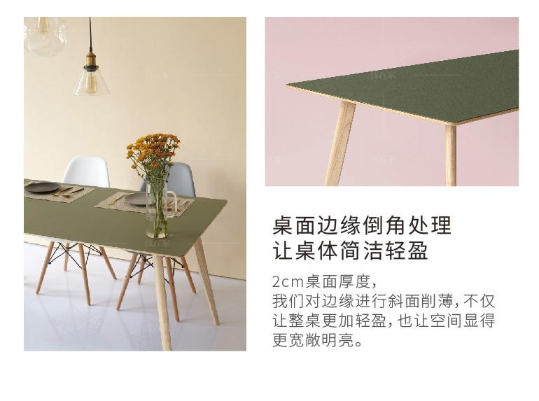 色彩北欧风格Coline长方形餐桌的家具详细介绍