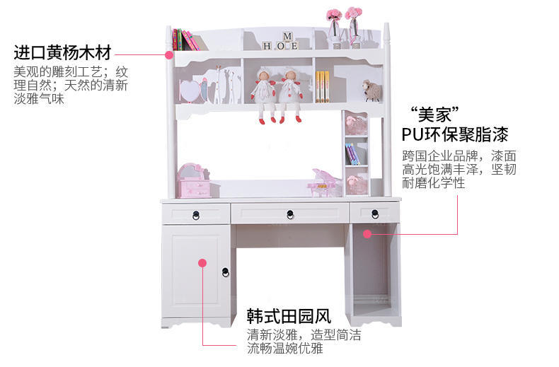 韩式儿童风格天鹅堡儿童书桌的家具详细介绍