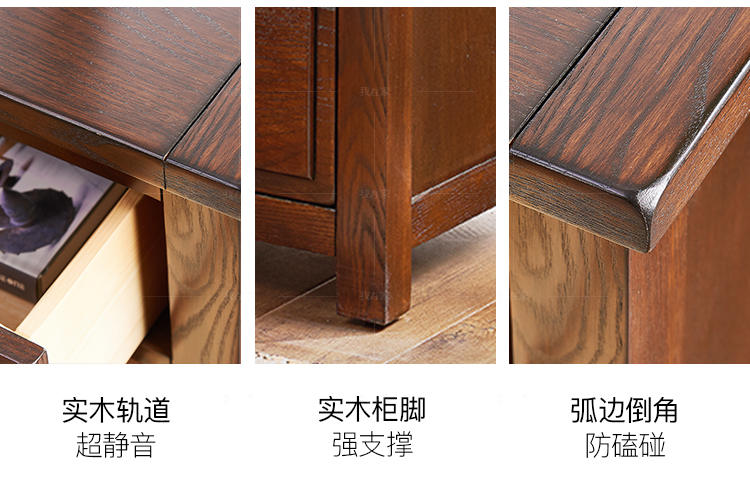 简约美式风格三抽床头柜（样品特惠）的家具详细介绍