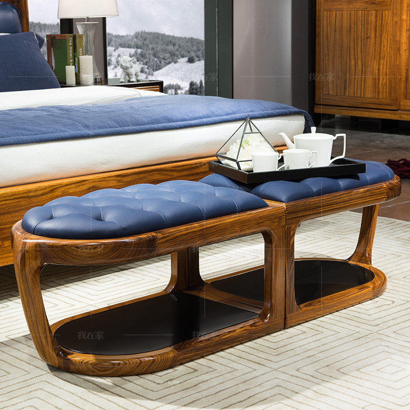 现代实木风格倚窗床尾凳