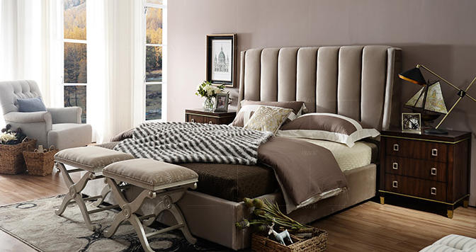 现代美式风格凯莉高背床的家具详细介绍