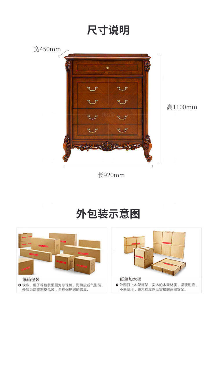 古典欧式风格马可斯五斗柜的家具详细介绍