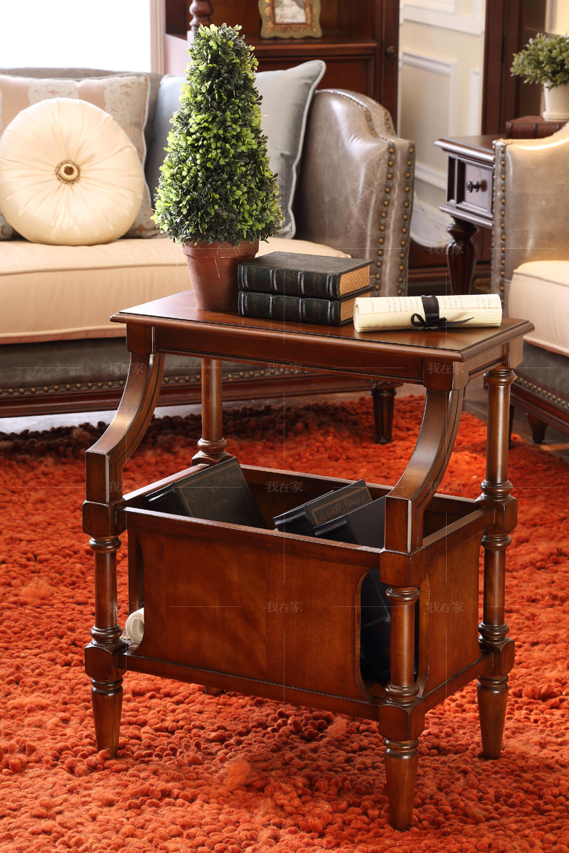 传统美式风格进口黄杨实木书报架的家具详细介绍