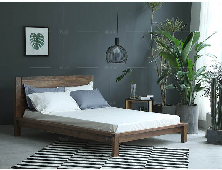 原木北欧风格方矩双人床的家具详细介绍