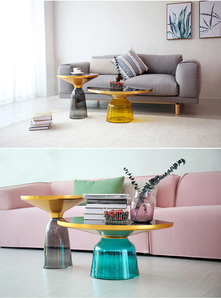 色彩北欧风格叮当琉璃高款茶几的家具详细介绍