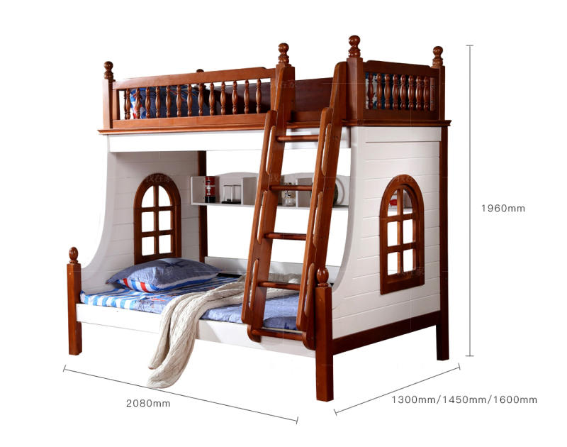 美式儿童风格美式实木儿童高低床的家具详细介绍