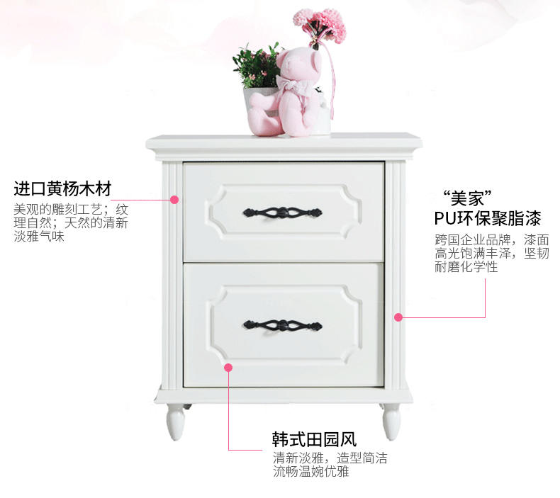 韩式儿童风格朵娜儿童床头柜的家具详细介绍