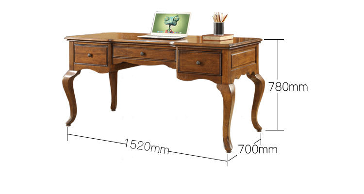 传统美式风格古典楸木实木书桌的家具详细介绍