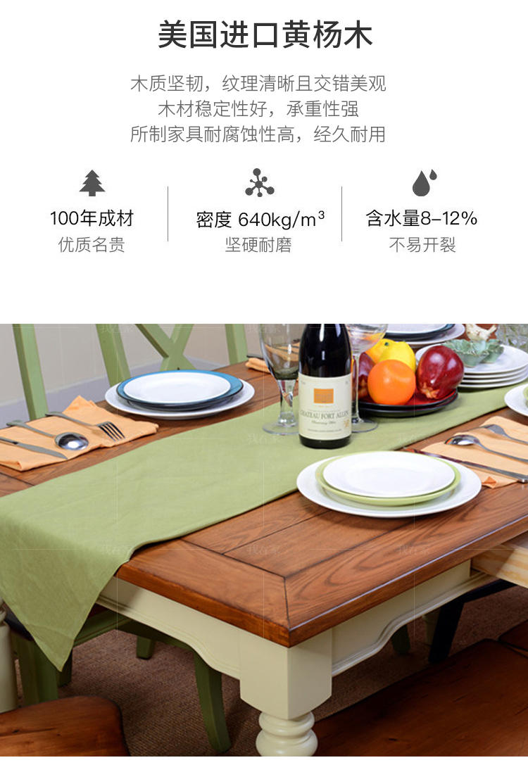 乡村美式风格洛利餐桌（样品特惠）的家具详细介绍