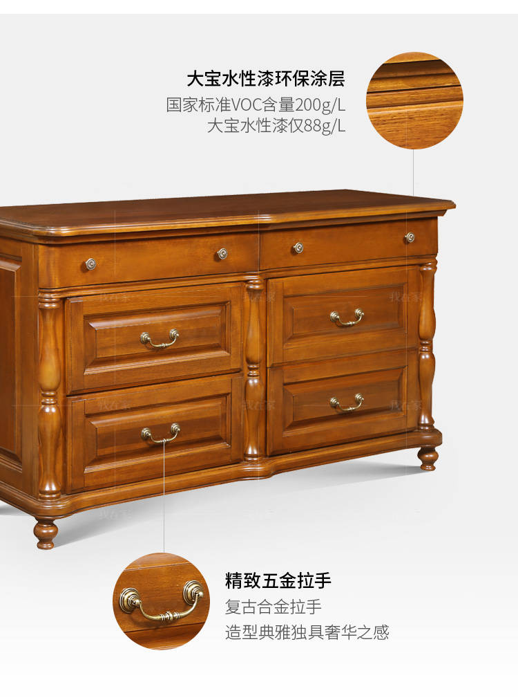 传统美式风格卡隆六斗柜的家具详细介绍
