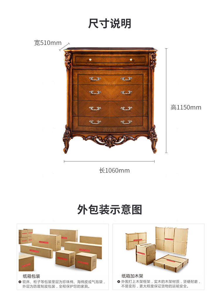 古典欧式风格莱特纳五斗柜的家具详细介绍