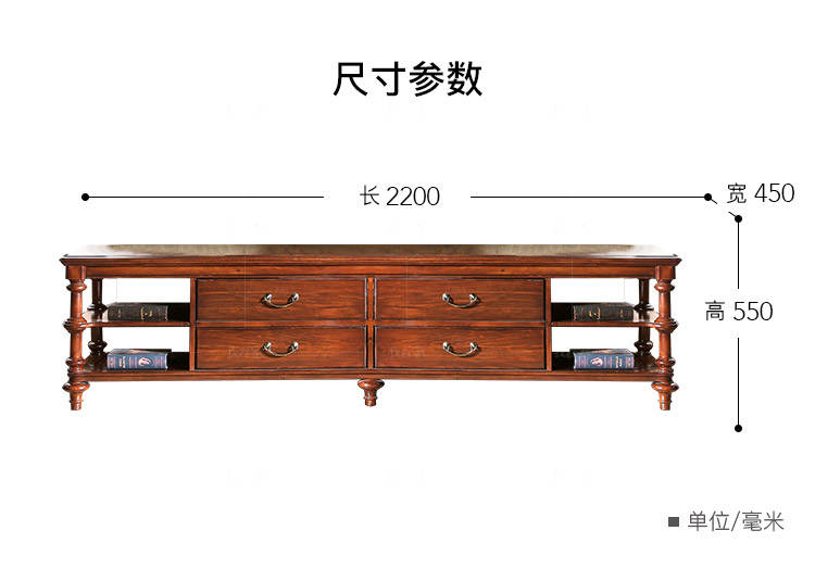 传统美式风格玛尔电视柜(样品特惠)的家具详细介绍