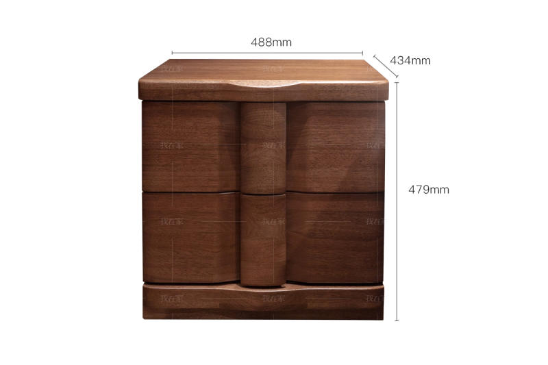 现代实木风格现代中式两抽床头柜的家具详细介绍