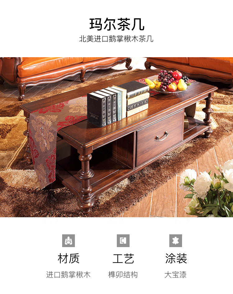 传统美式风格玛尔茶几的家具详细介绍