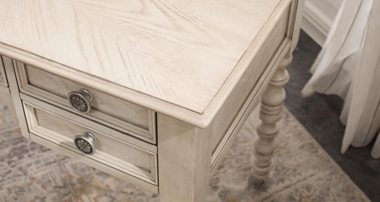 现代美式风格马赛湾象牙白仿古书桌的家具详细介绍