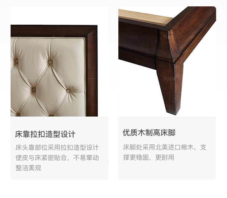 现代美式风格凯撒靠背床（现货特惠）的家具详细介绍