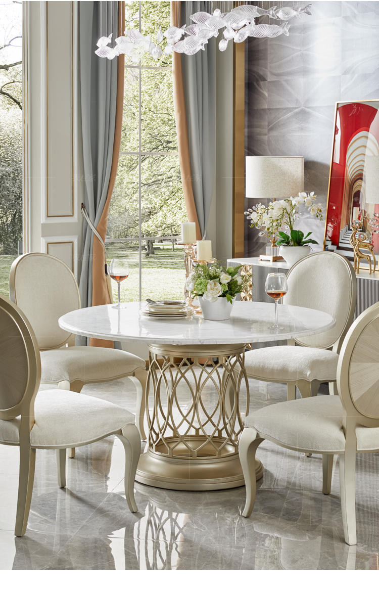 轻奢美式风格莫尔餐桌的家具详细介绍