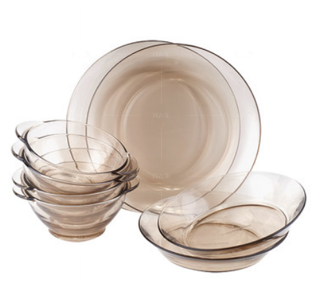 浅草物语系列康宁茶色玻璃碗碟8件套的详细介绍