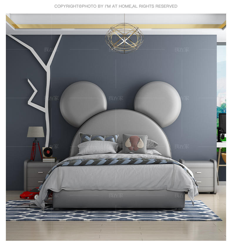 现代儿童风格米老鼠儿童床的家具详细介绍