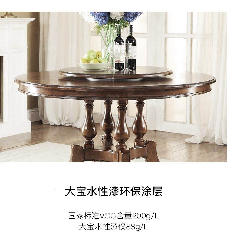 传统美式风格卡隆圆餐桌的家具详细介绍