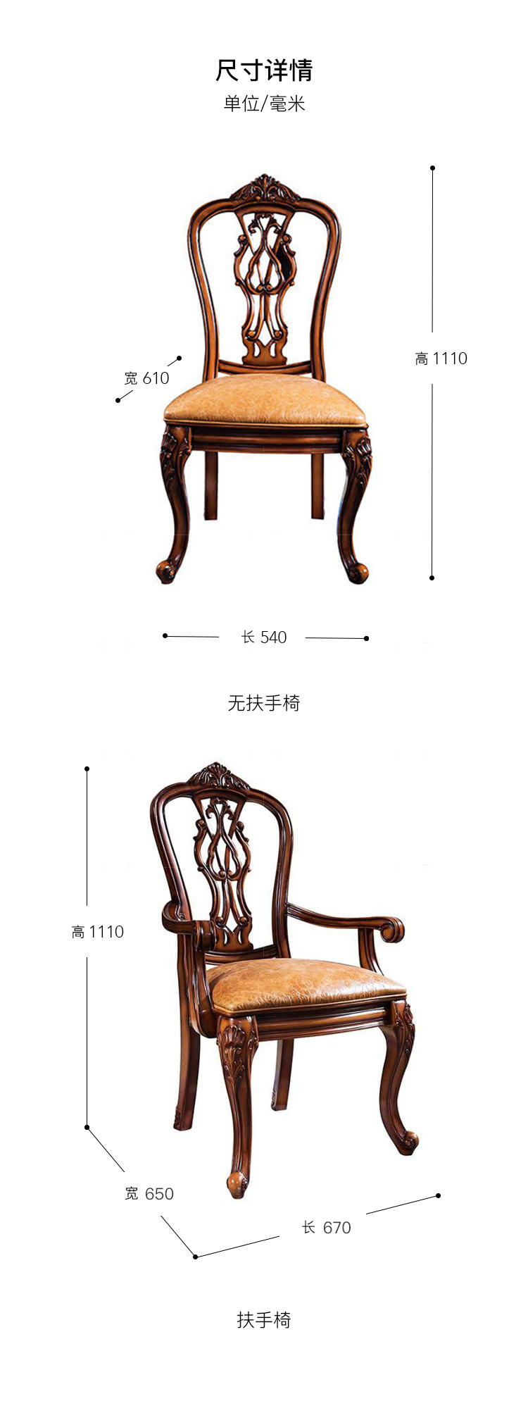 古典欧式风格马克斯餐椅的家具详细介绍