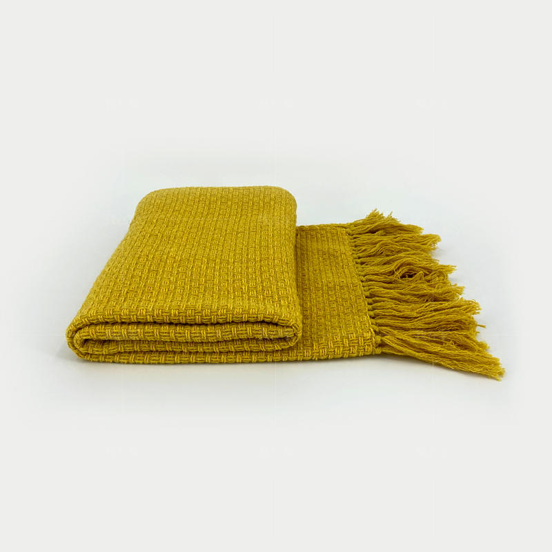 织趣系列姜黄色粗纺搭毯