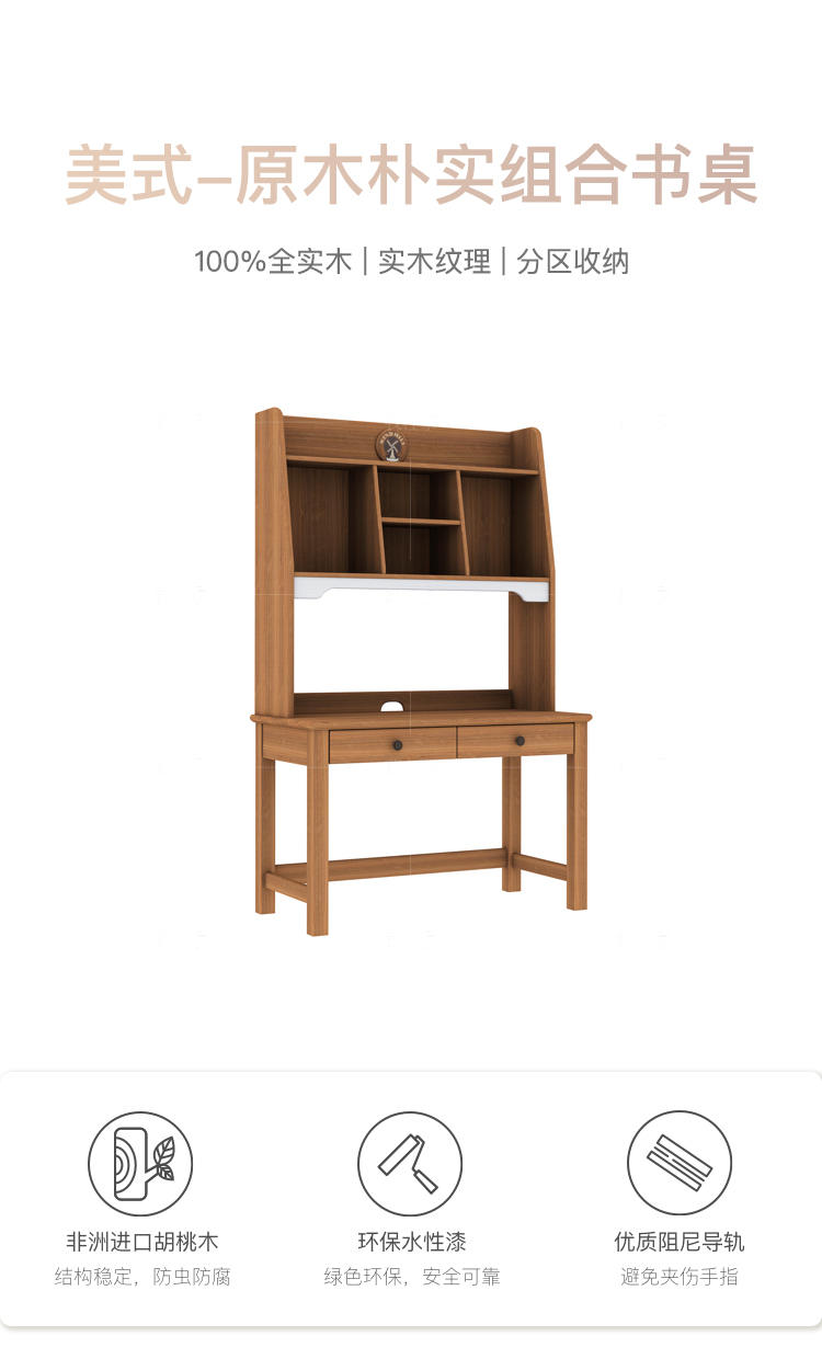 美式儿童风格美式-尼尔德组合书桌的家具详细介绍