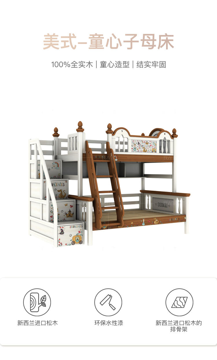 美式儿童风格美式-格拉弗子母床的家具详细介绍