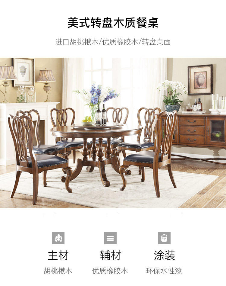 传统美式风格卡隆圆餐桌的家具详细介绍